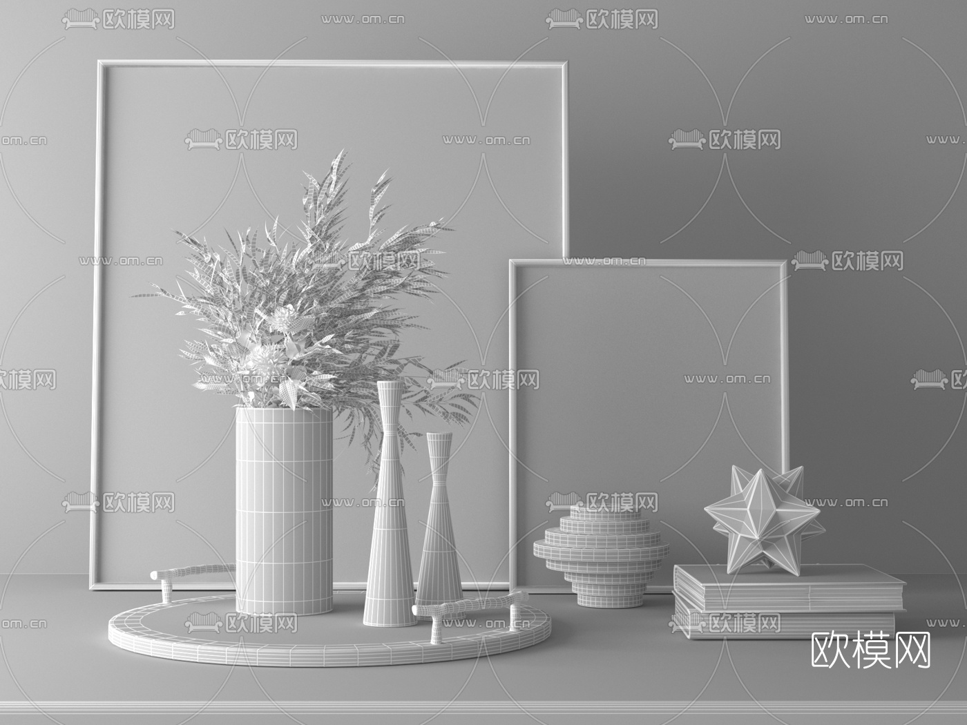 现代花卉装饰画摆件3d模型
