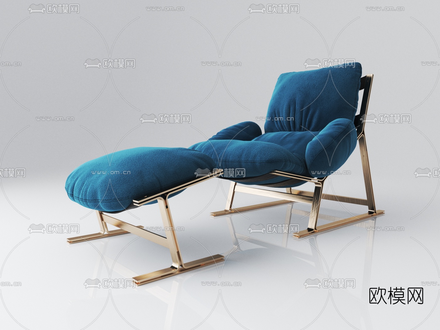 现代布艺躺椅3d模型下载（渲染图1）