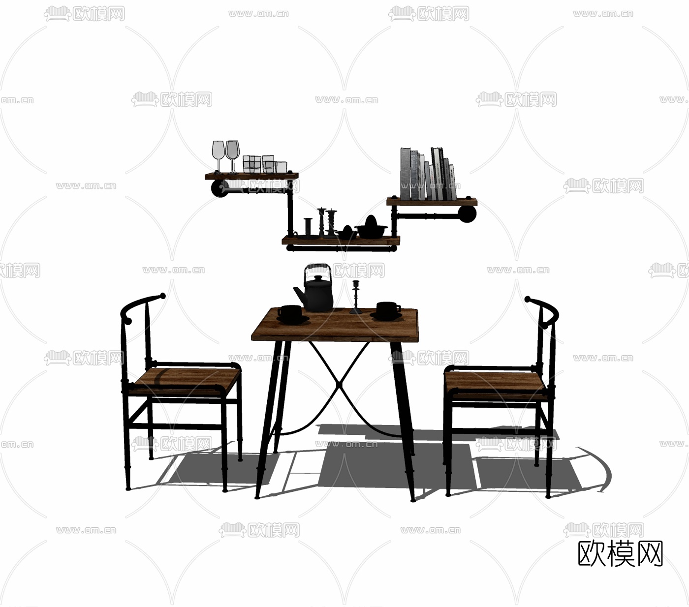 工业风休闲桌椅组合免费su模型下载