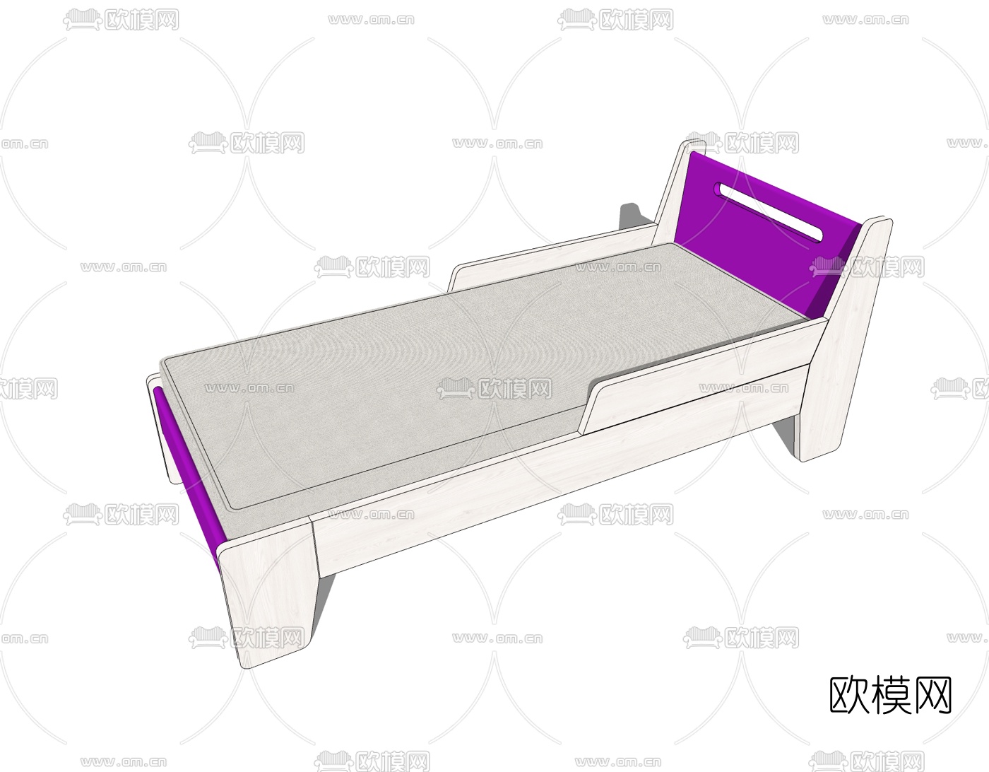 现代单人床免费su模型下载