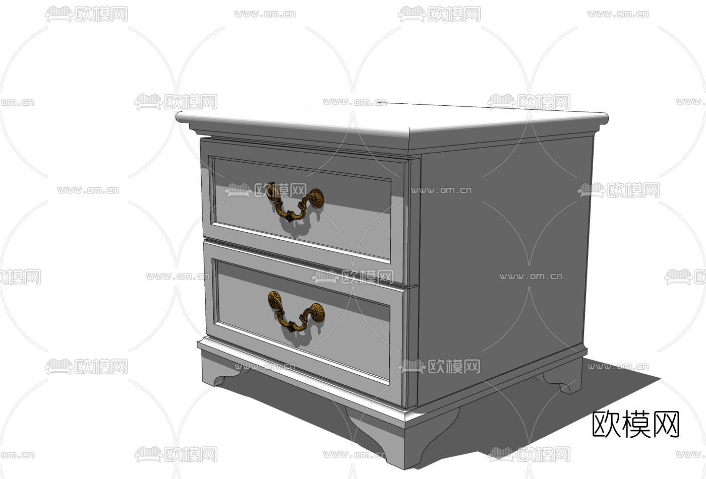 简欧床头柜免费su模型下载