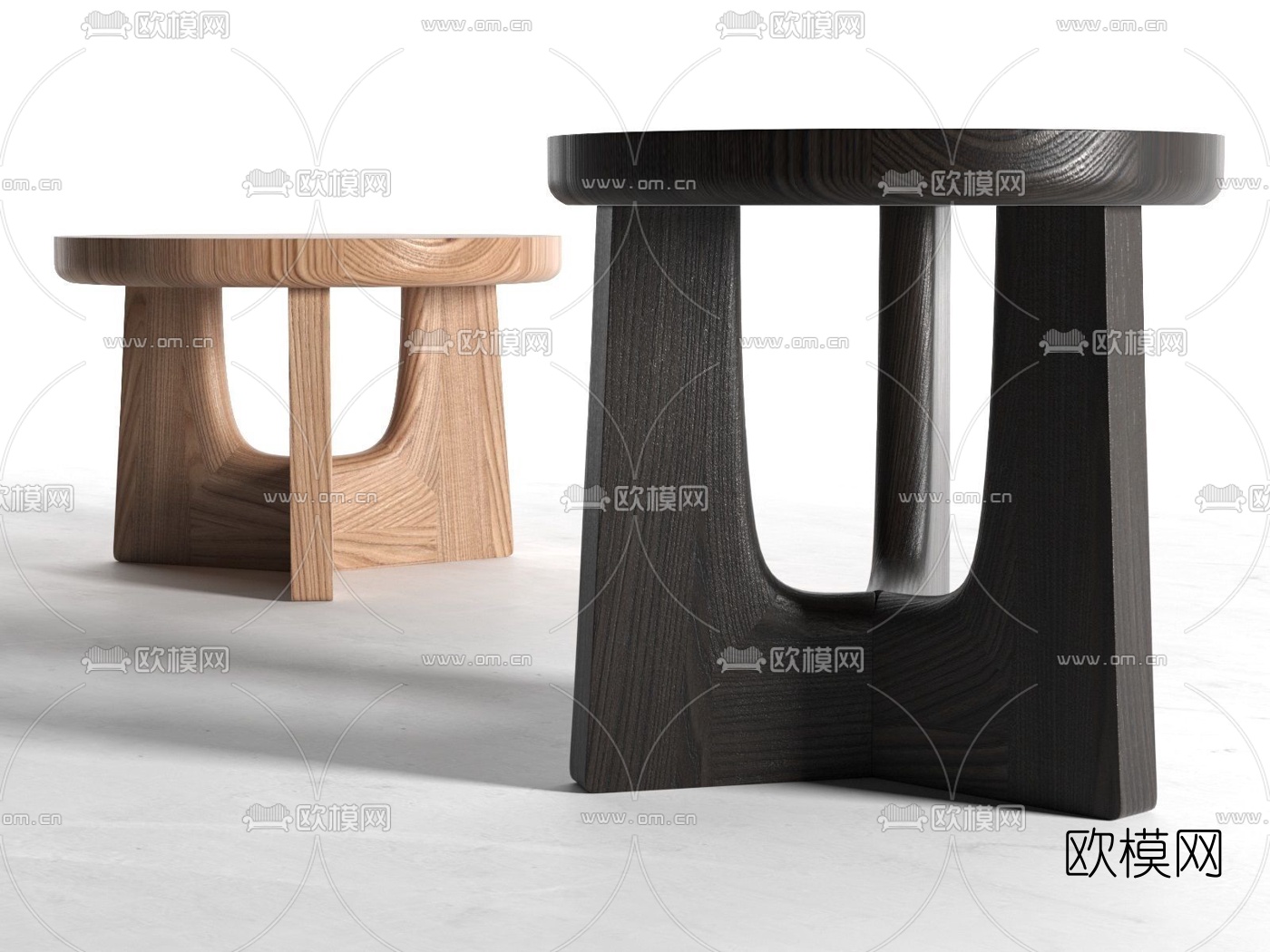 现代实木圆凳3d模型