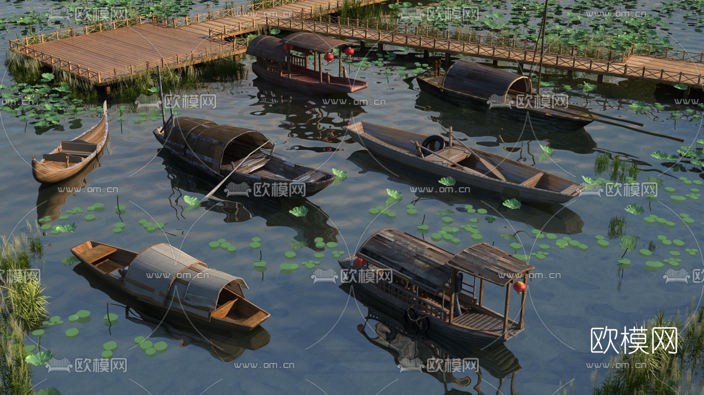 中式木船乌篷船3d模型