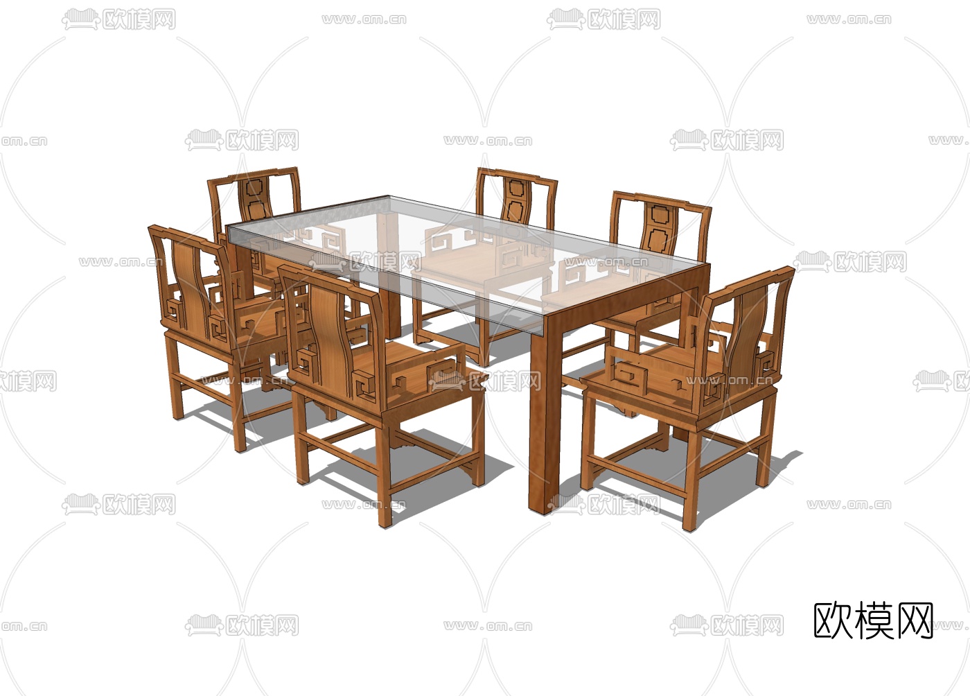 新中式餐桌椅免费su模型下载