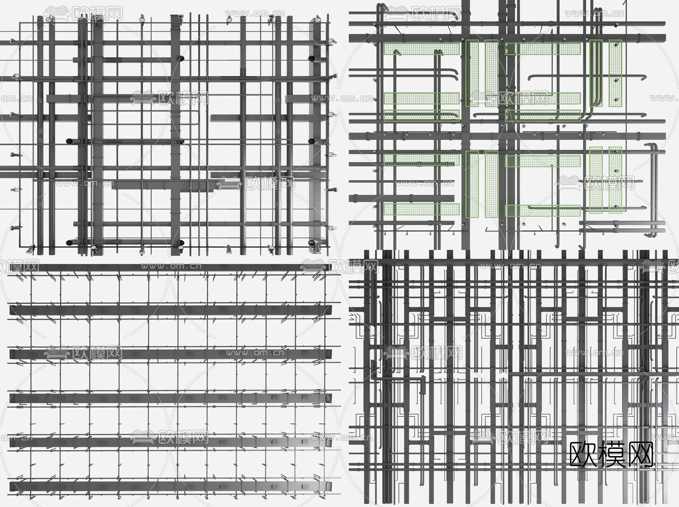 工业风金属管道通风口3d模型下载（渲染图1）