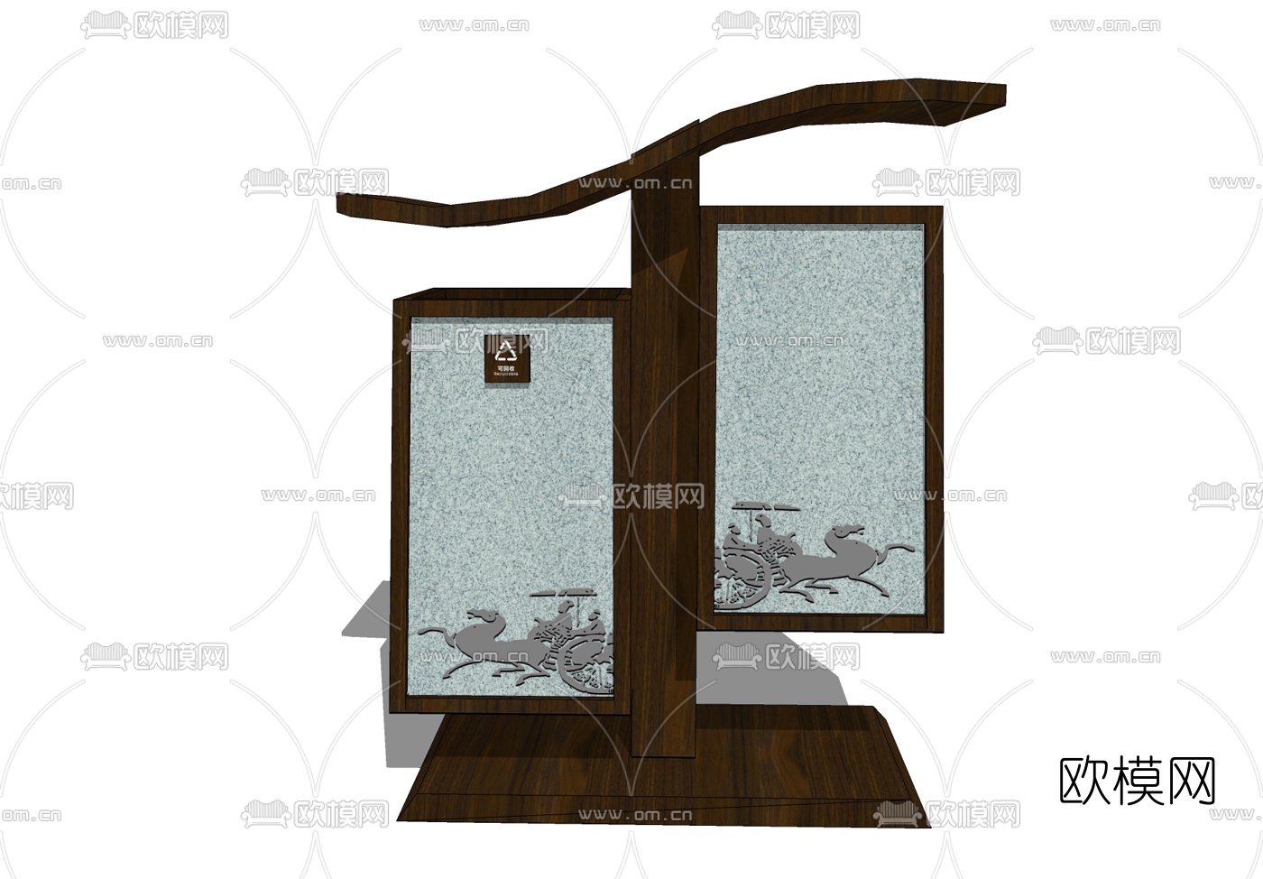 新中式垃圾桶免费su模型下载