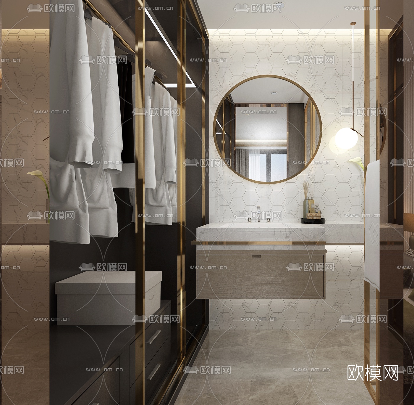 北欧衣帽间3d模型下载