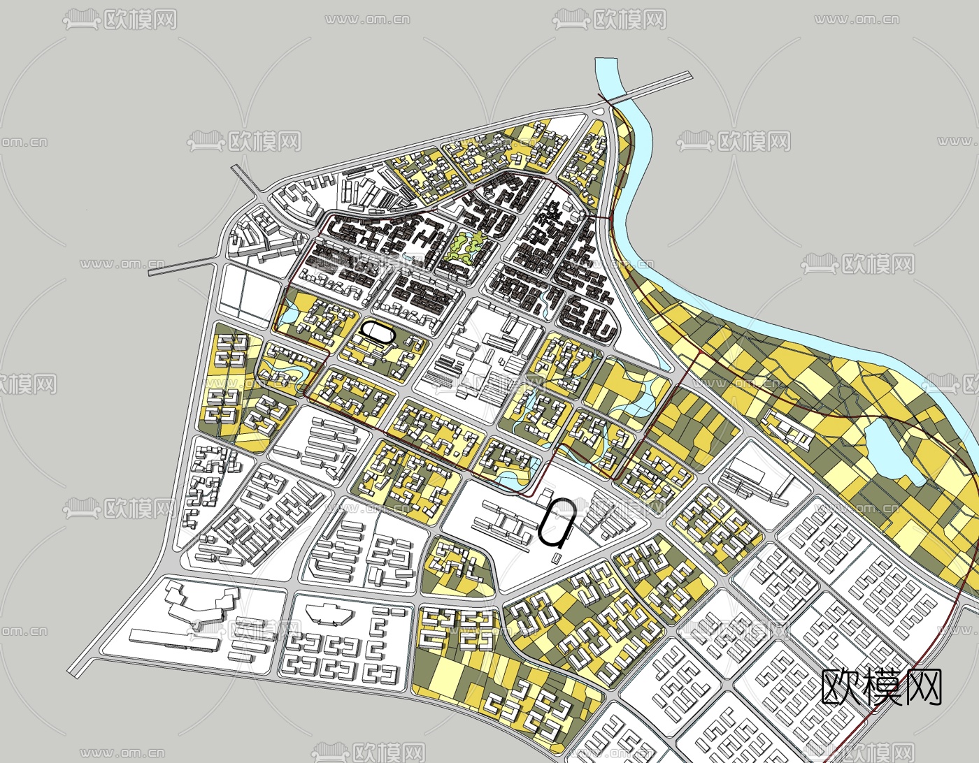 现代城市规划设计免费su模型下载