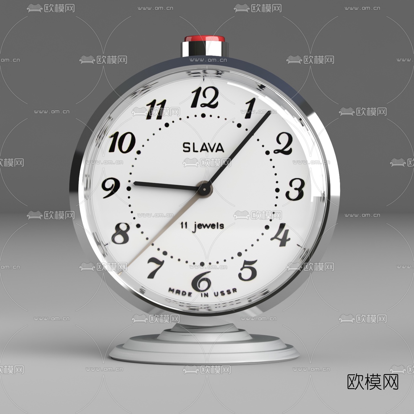 现代绿色闹钟3d模型下载（渲染图2）