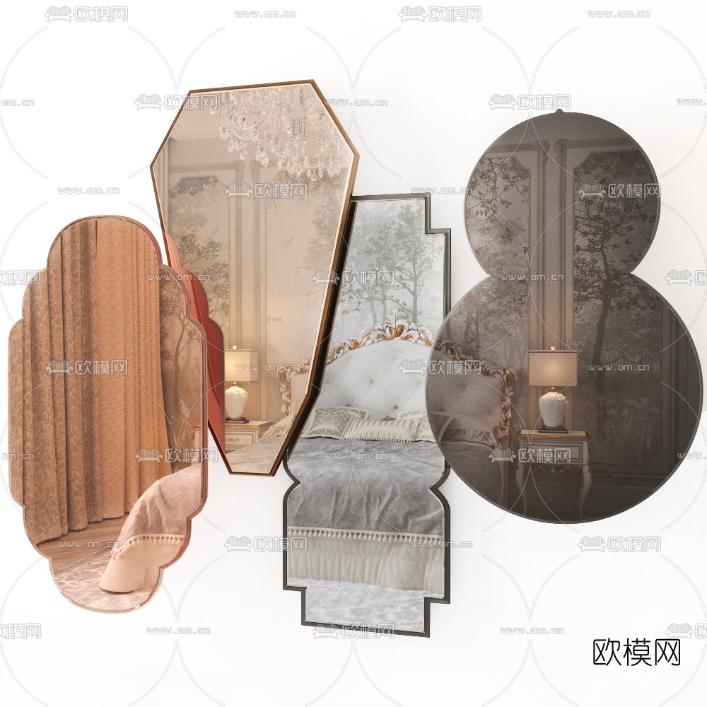 北欧镜子挂件装饰品3d模型