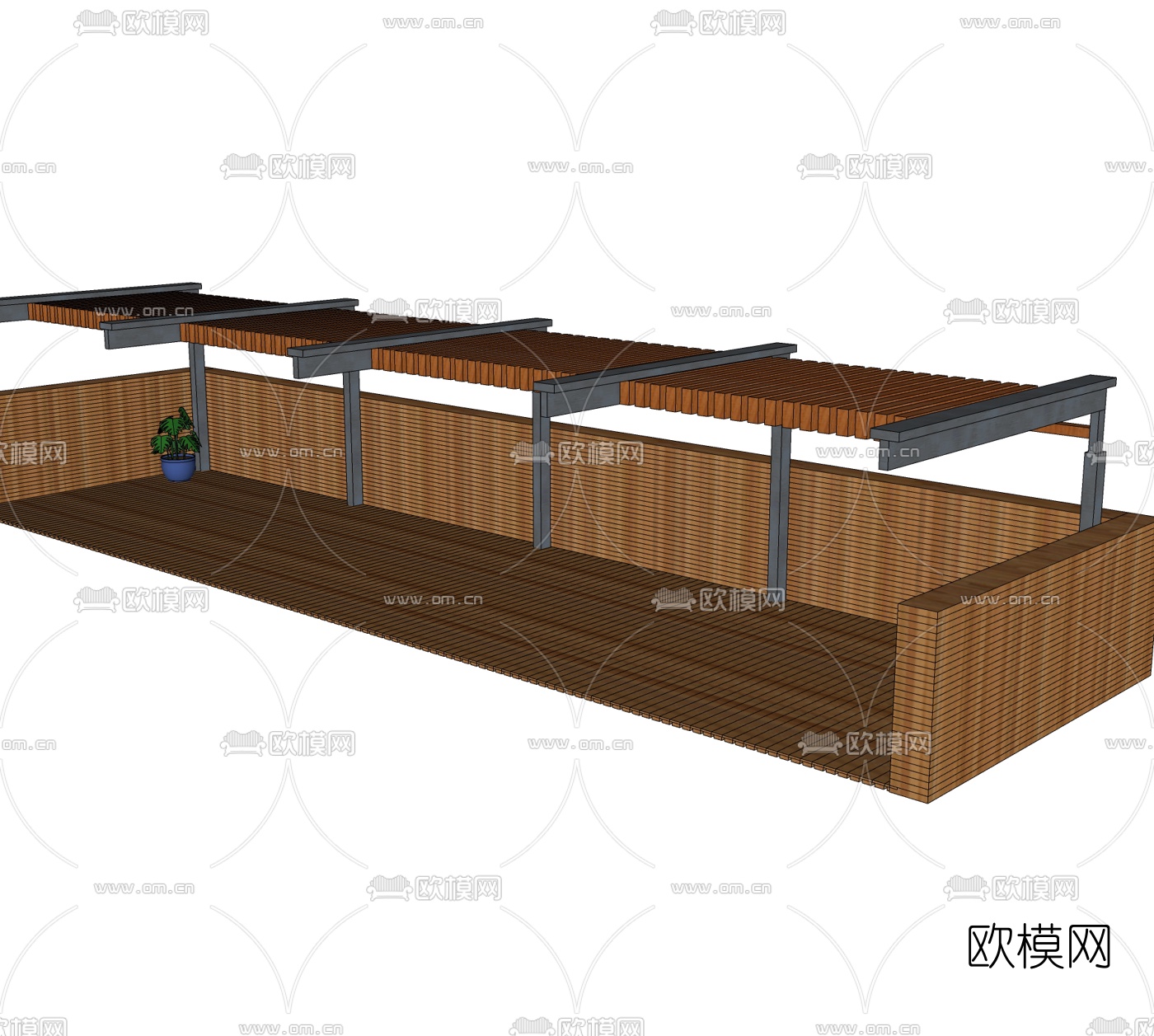 现代停车棚免费su模型下载