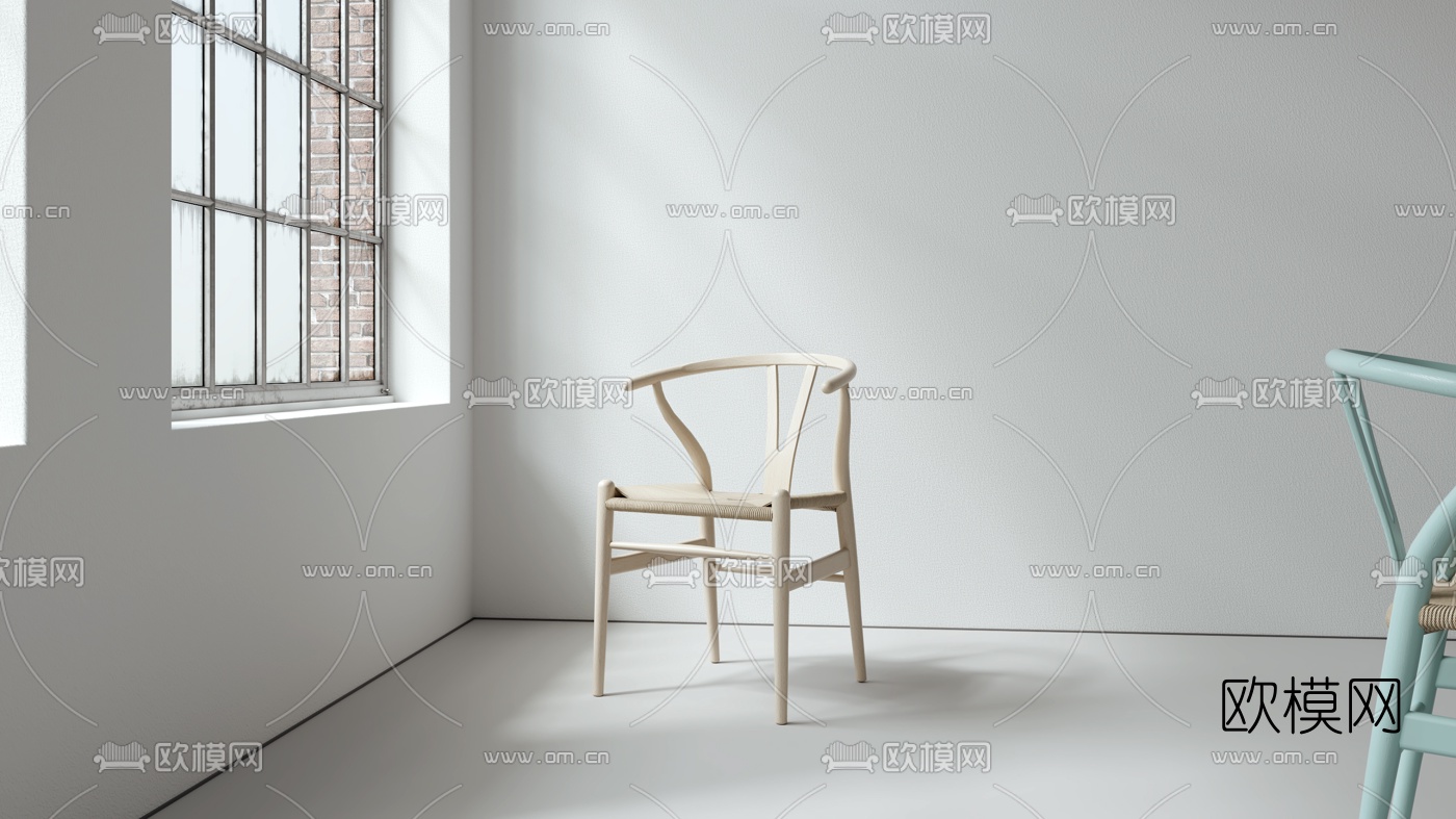 现代实木单椅3d模型