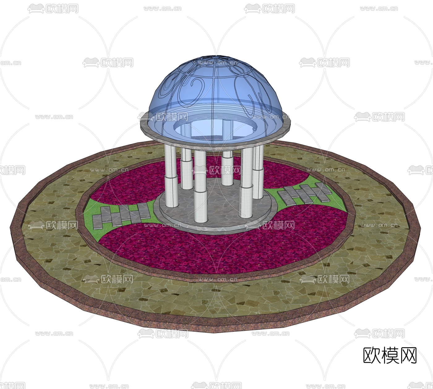 简欧凉亭免费su模型下载