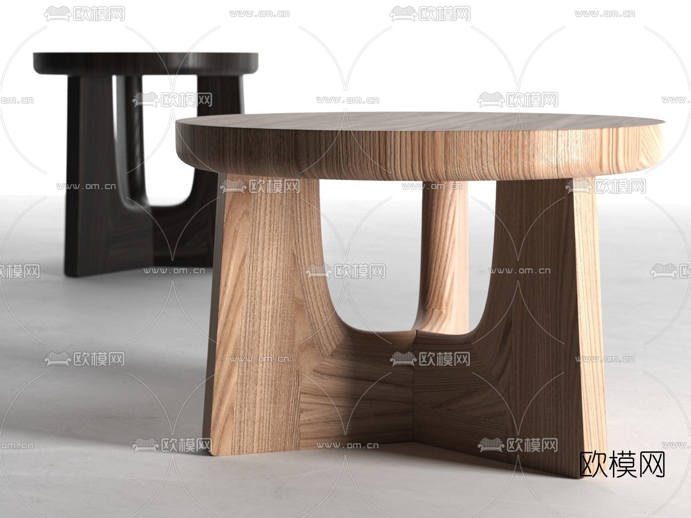 现代实木圆凳3d模型