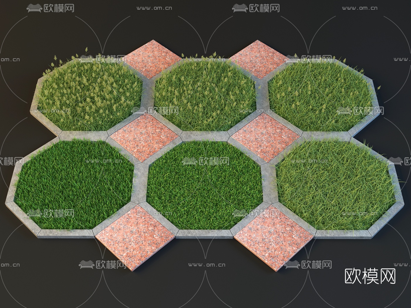 现代户外草坪3d模型下载