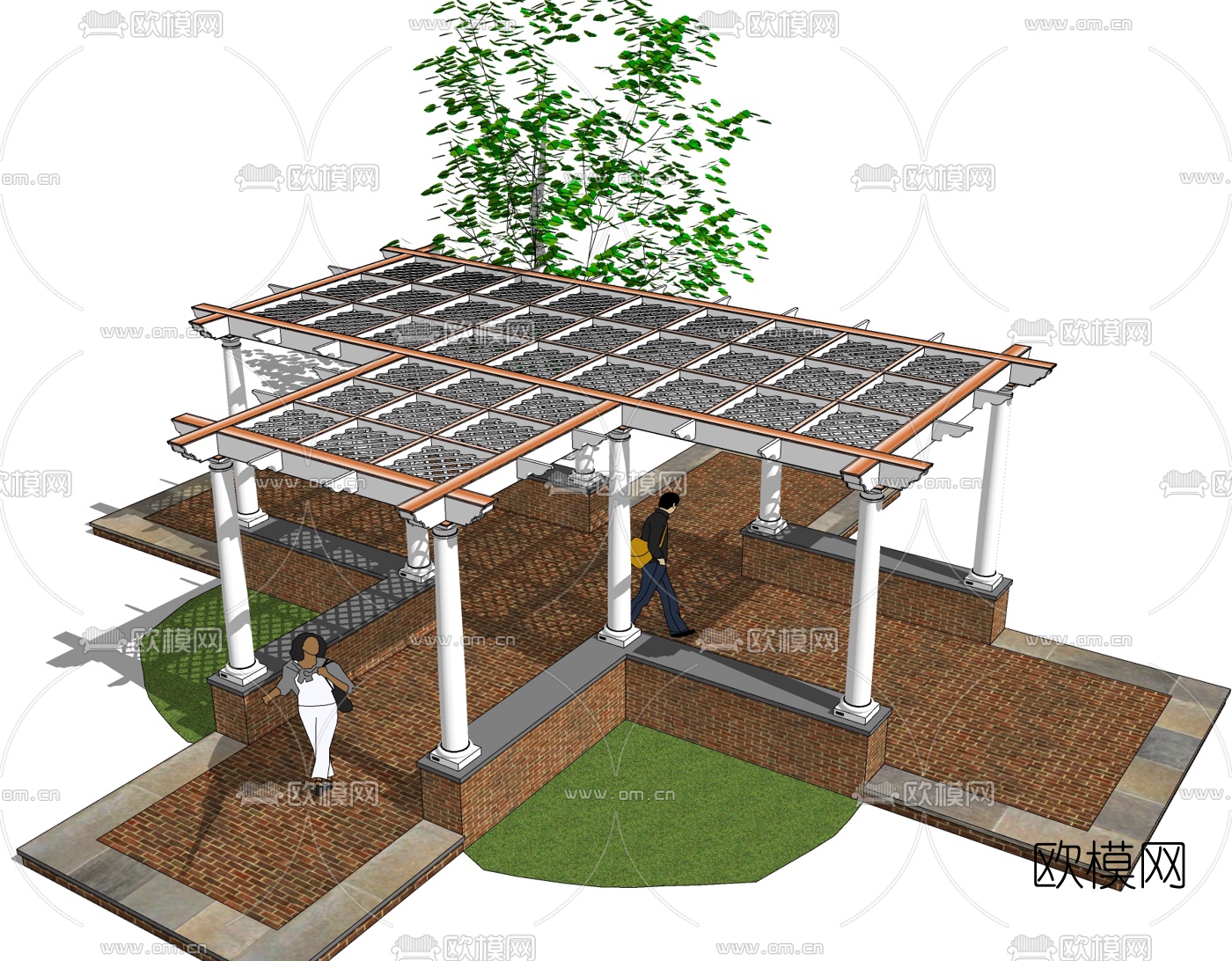 欧式廊架免费su模型下载