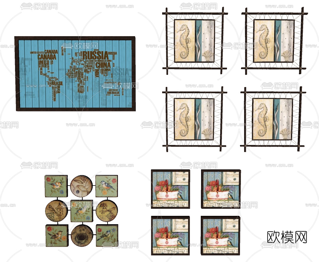 现代装饰画su模型下载