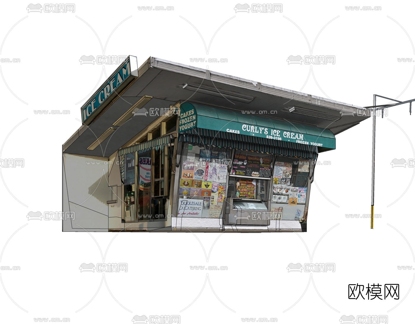 现代报刊亭免费su模型下载