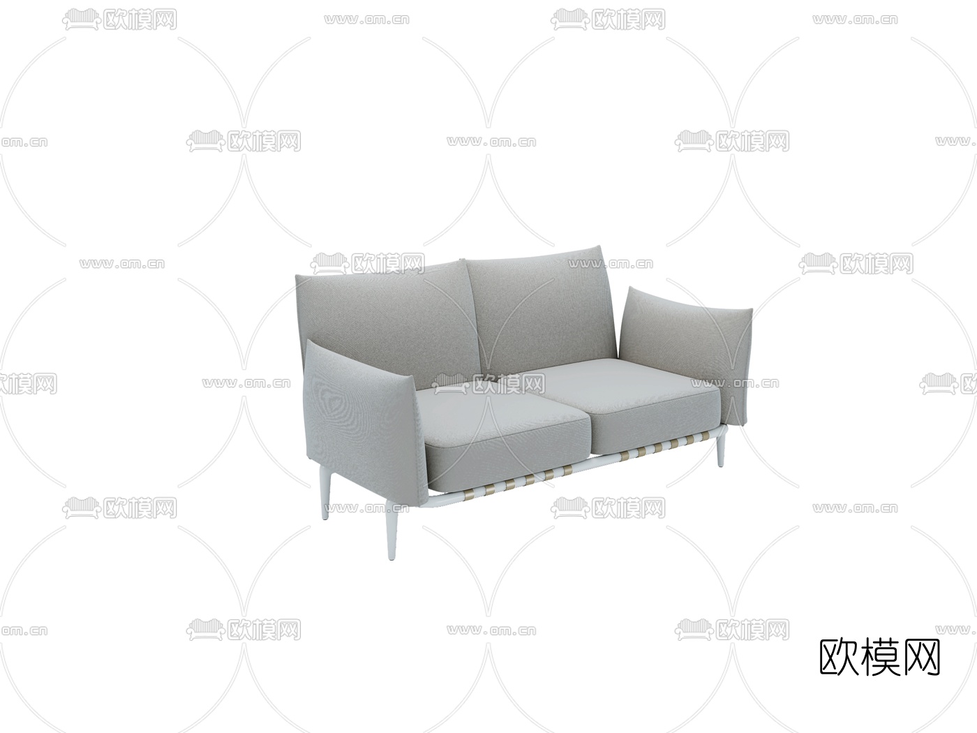 德国DEDON品牌 现代灰色布艺户外多人沙发3d模型下载（渲染图3）