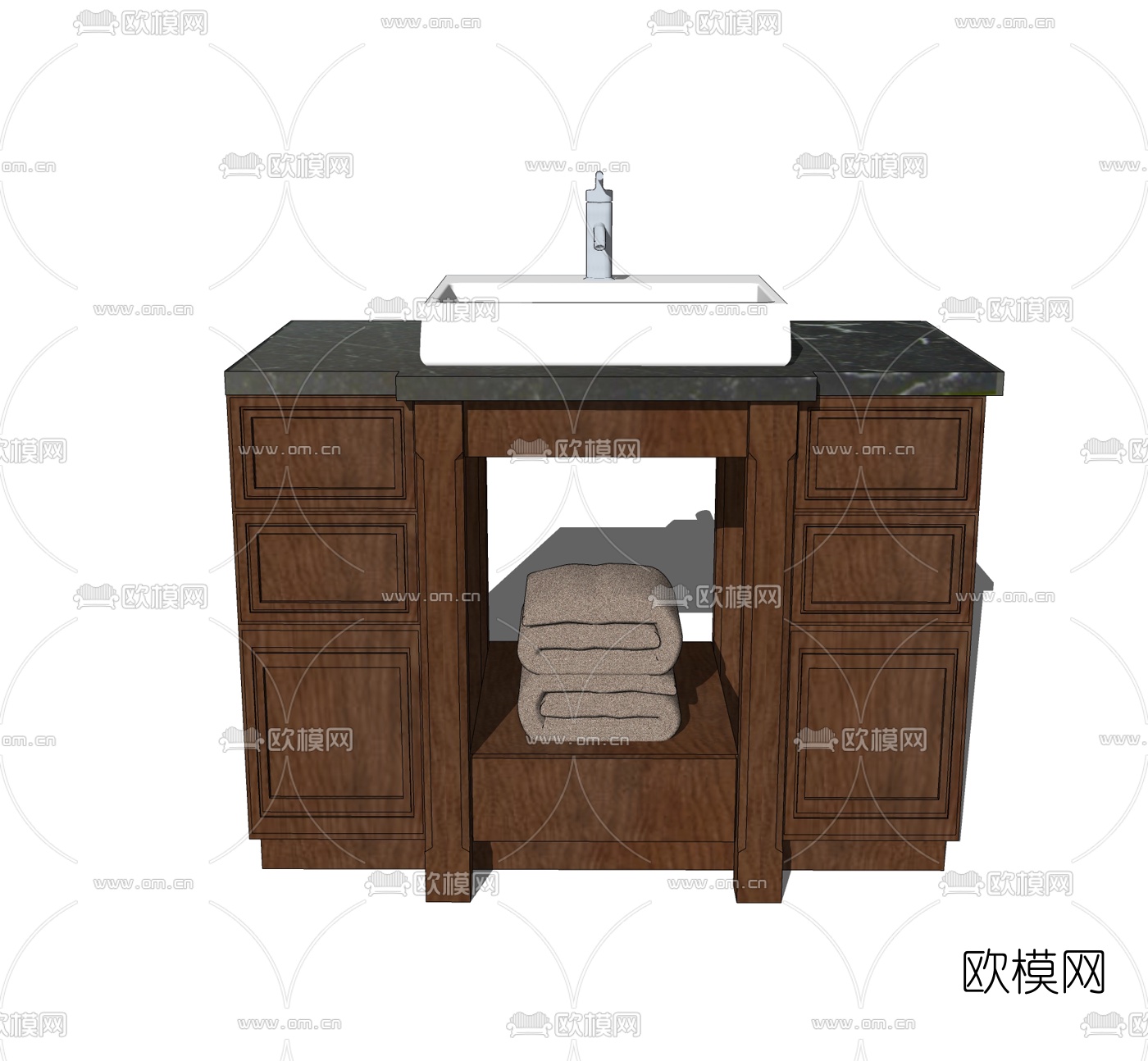 简欧洗手台盆免费su模型下载