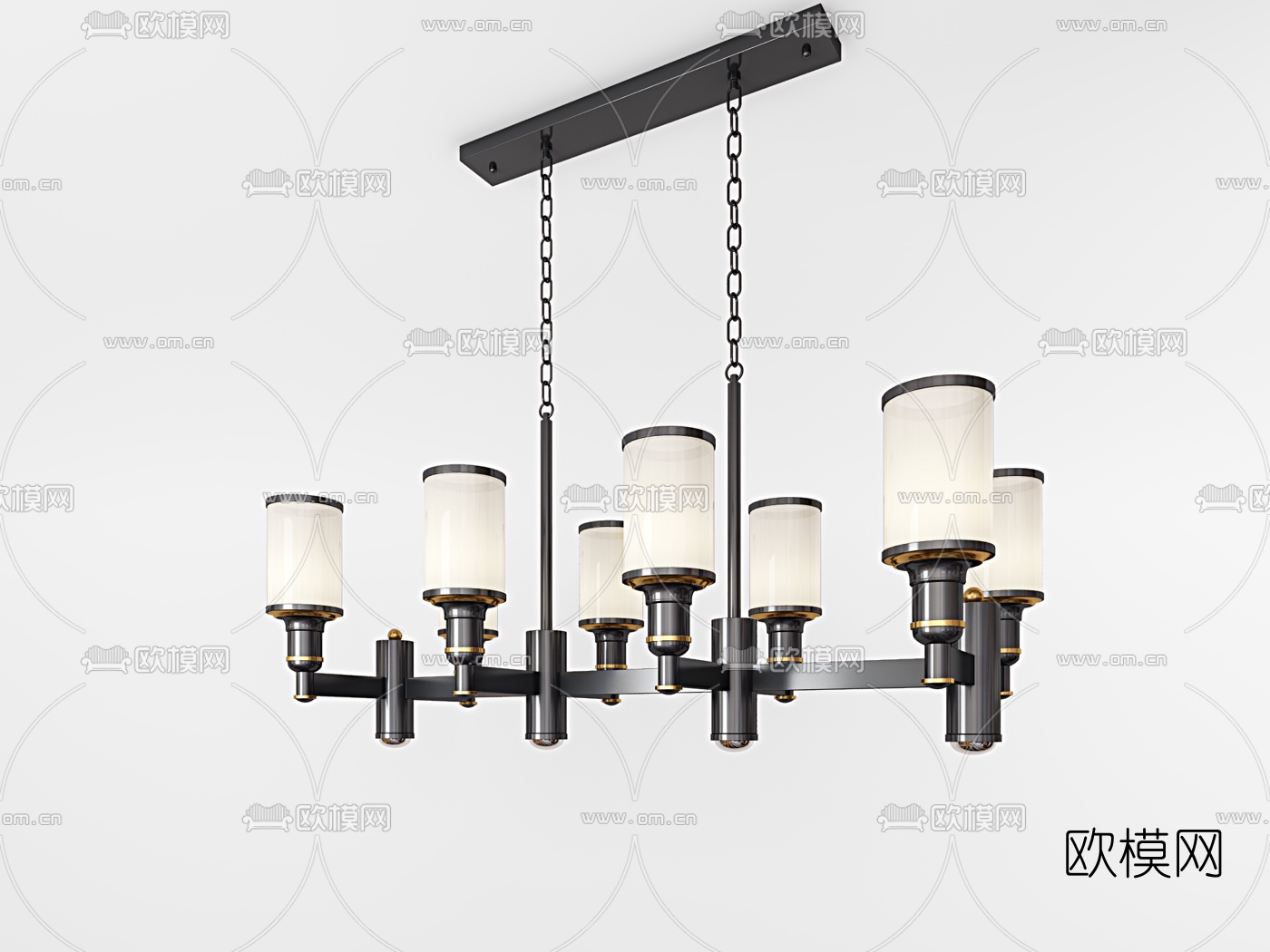 新中式轻奢吊灯组合3d模型下载（渲染图5）