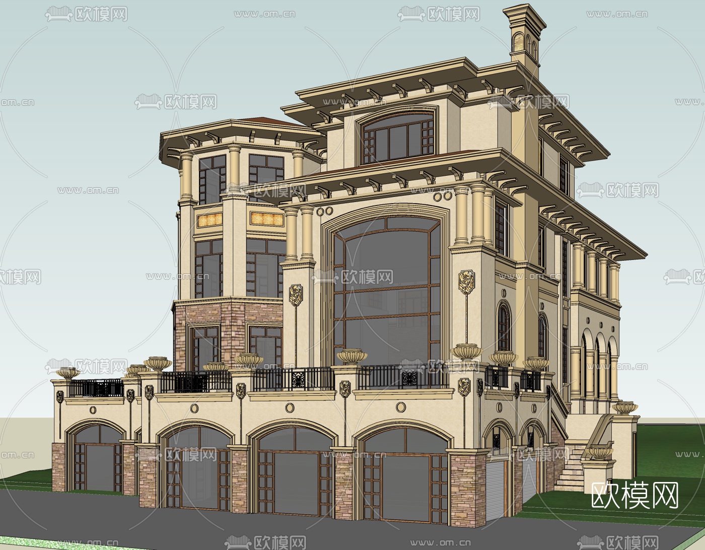 欧式古典独栋别墅免费su模型下载