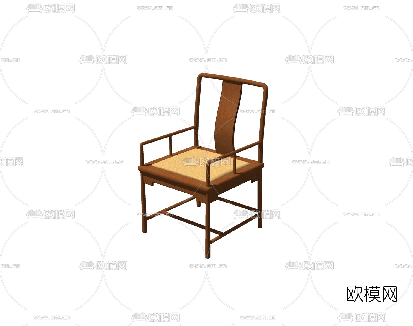 中式靠背椅免费su模型下载
