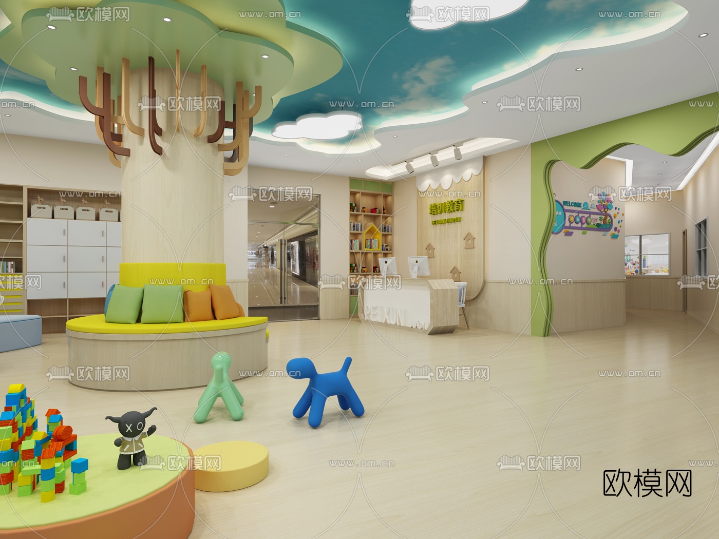 现代幼儿园早教中心3d模型