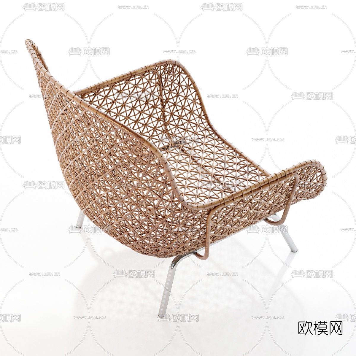 现代藤编休闲椅3d模型