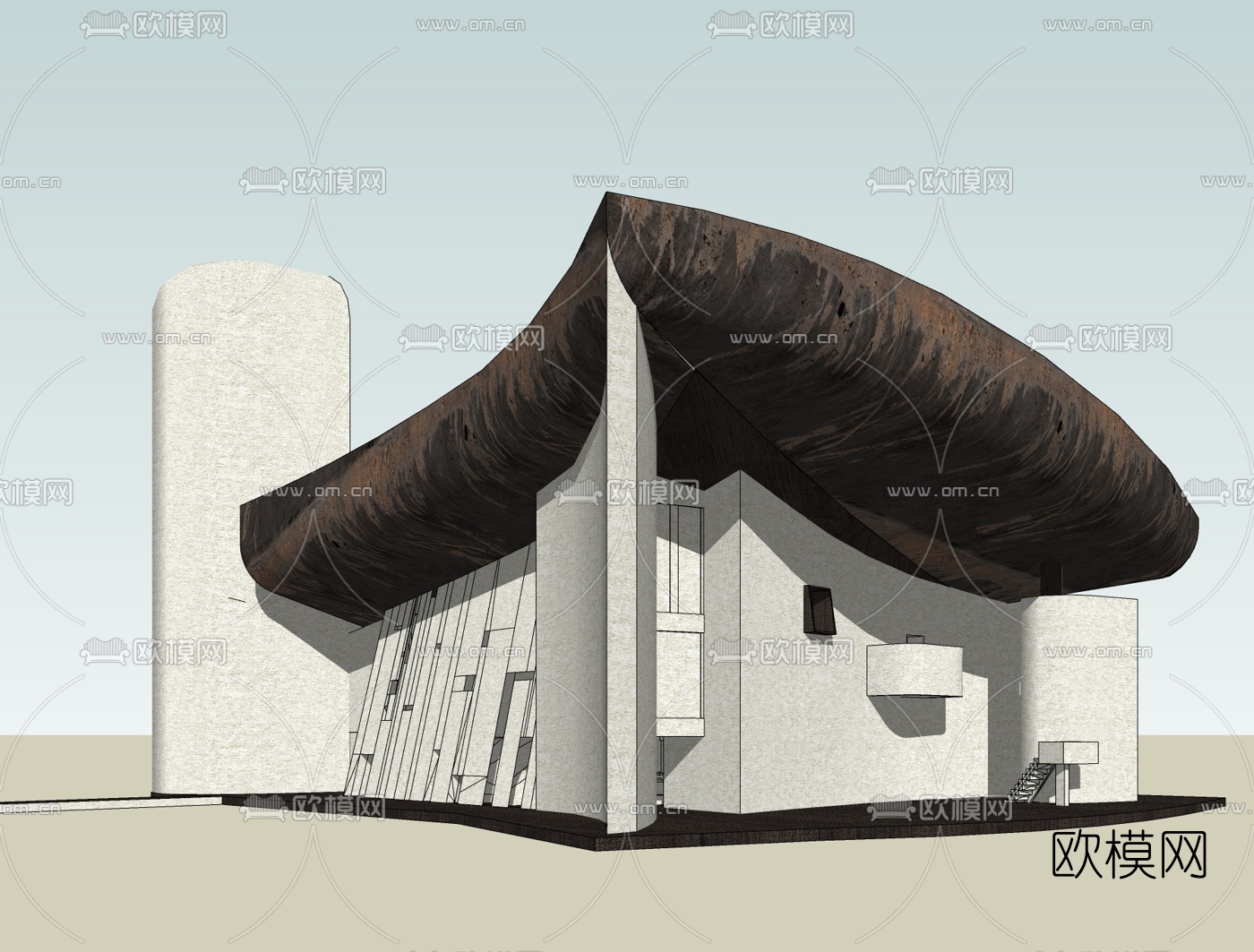 现代郎香教堂免费su模型