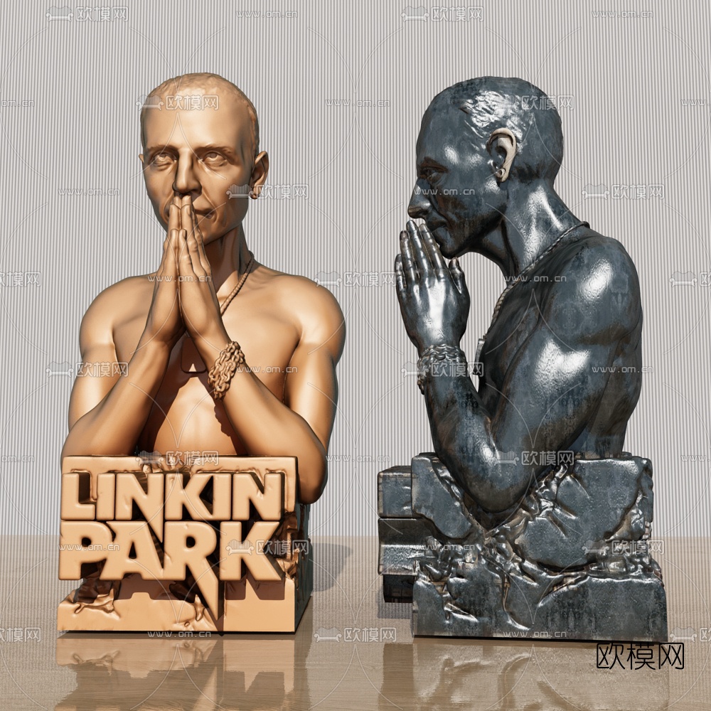 现代林肯公园人物雕塑3d模型