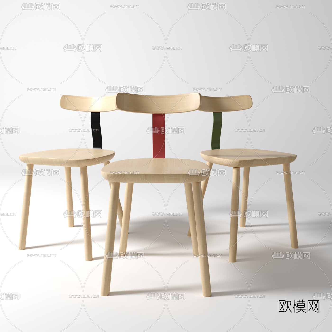 北欧实木单椅3d模型-免费3dmax模型库-欧模网