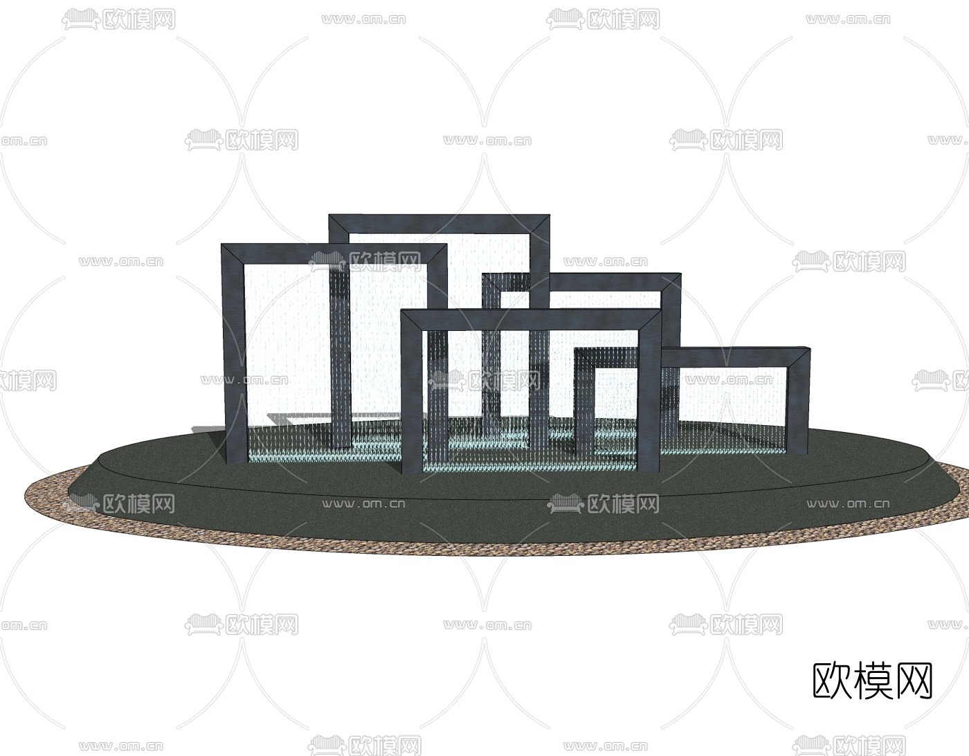 现代水景小品免费su模型下载