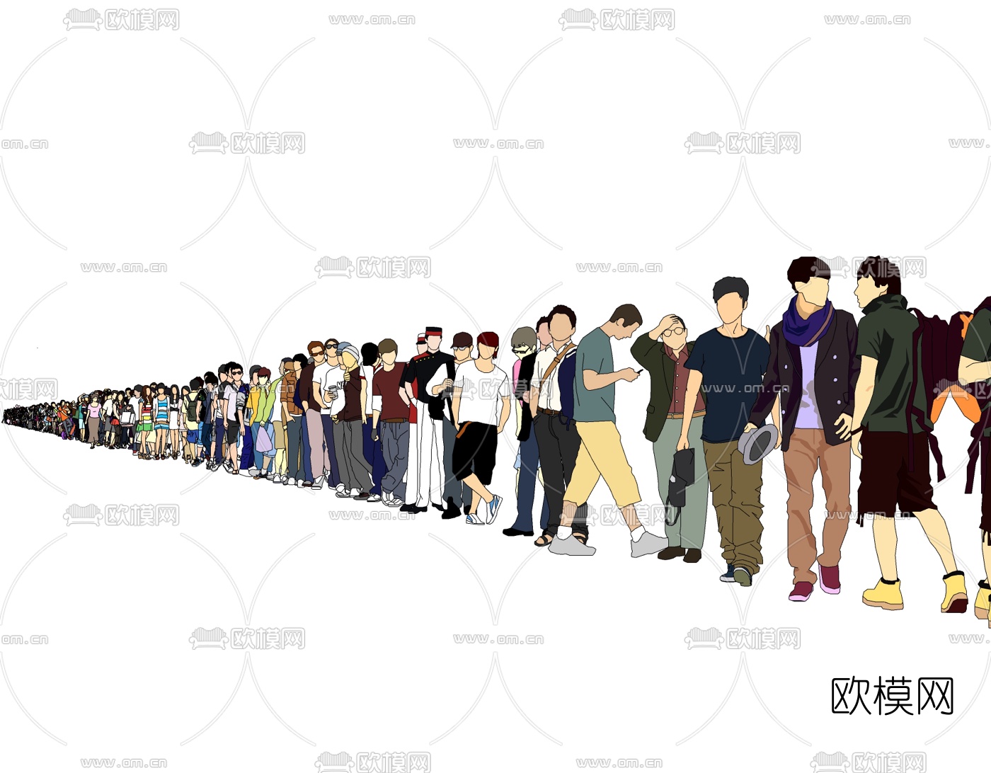 现代2d人物组件免费su模型下载