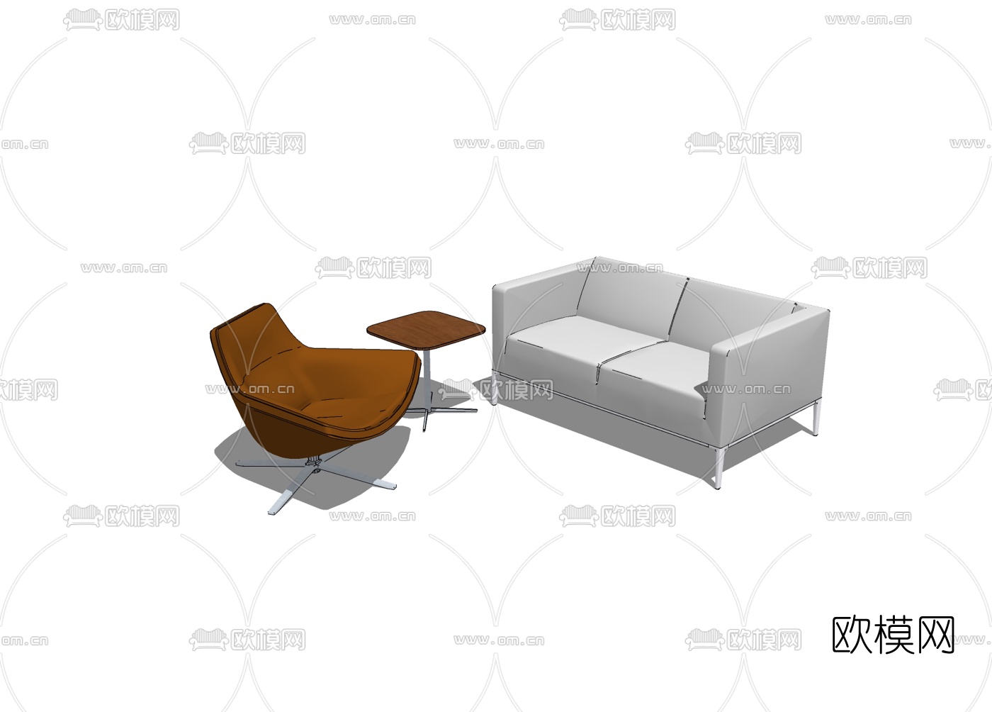 现代办公沙发免费su模型下载