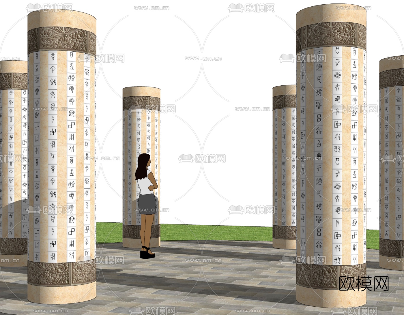 中式雕塑小品免费su模型下载