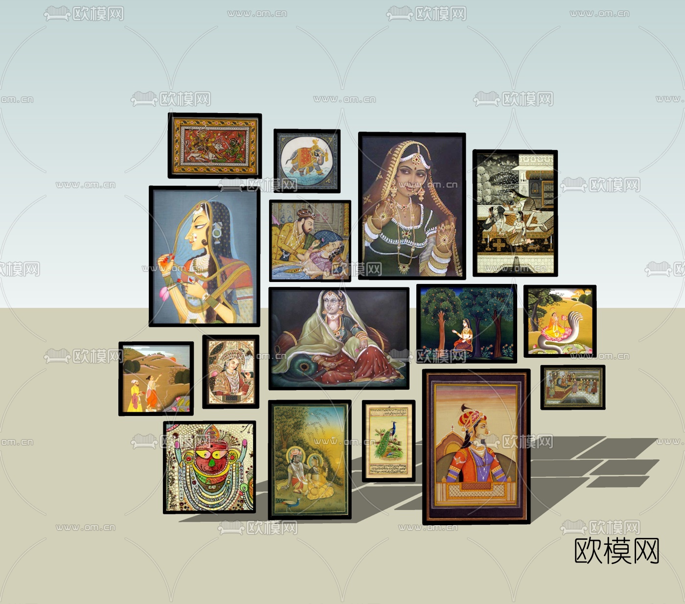 东南亚装饰画免费su模型下载