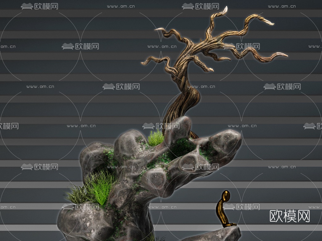 新中式禅意摆件3d模型
