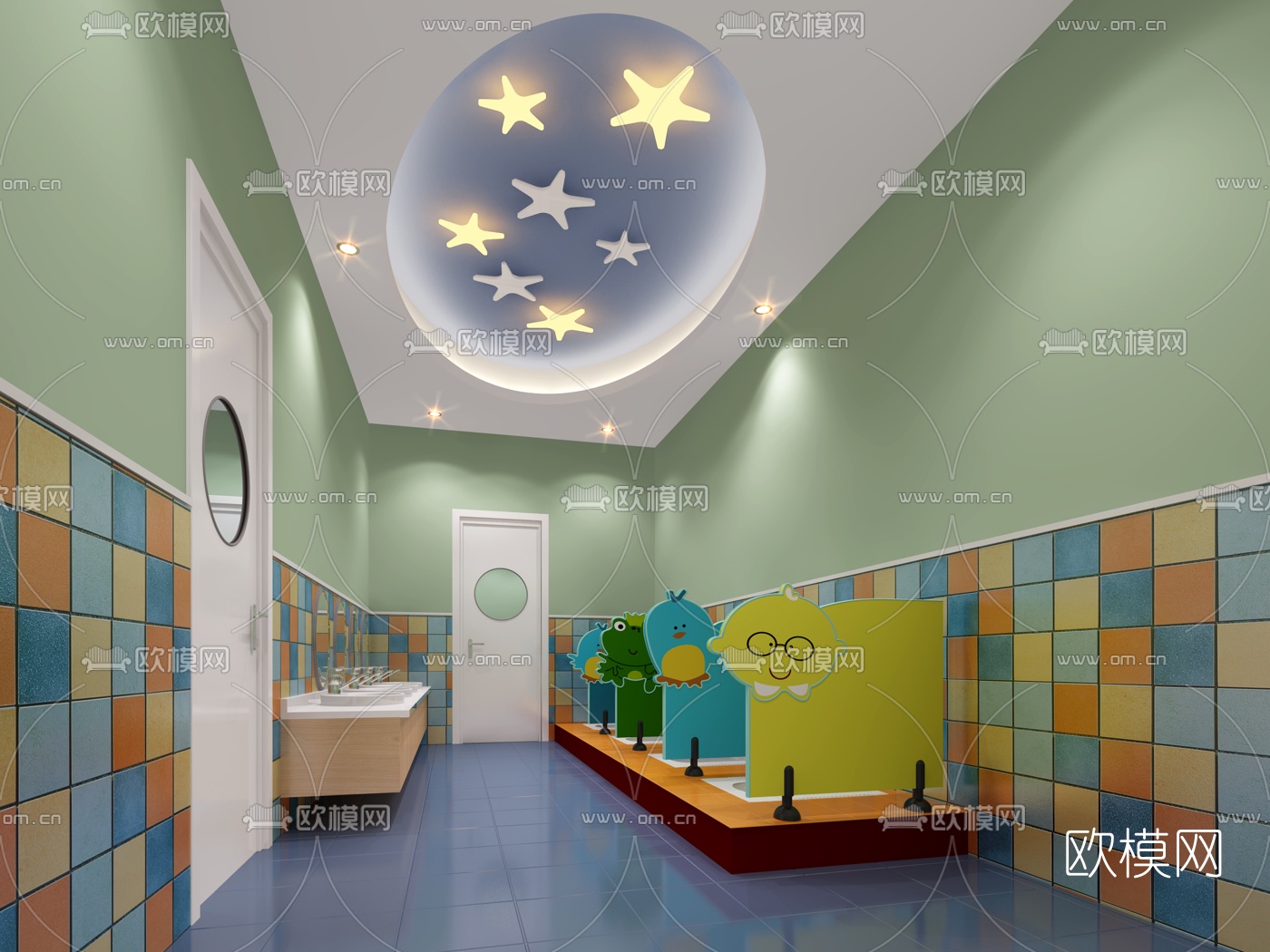 现代幼儿园卫生间3d模型