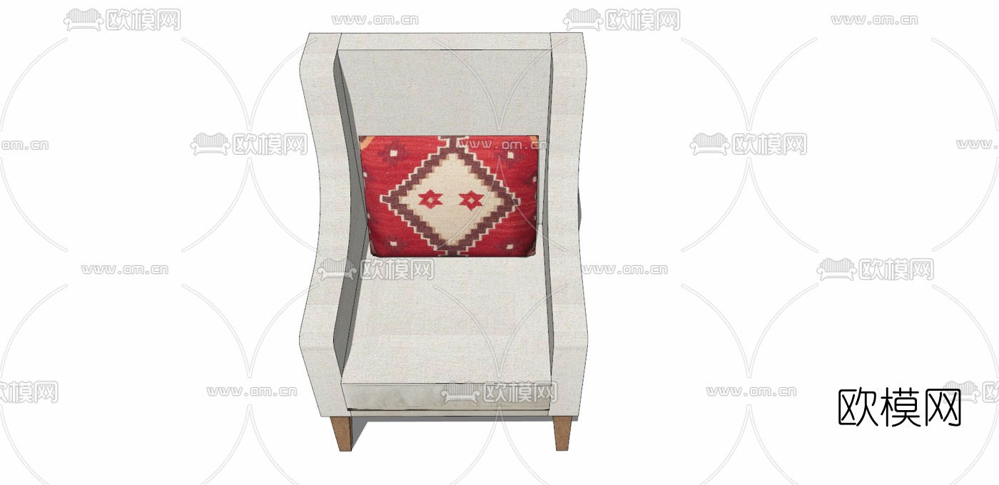 欧式布艺单人沙发免费su模型下载