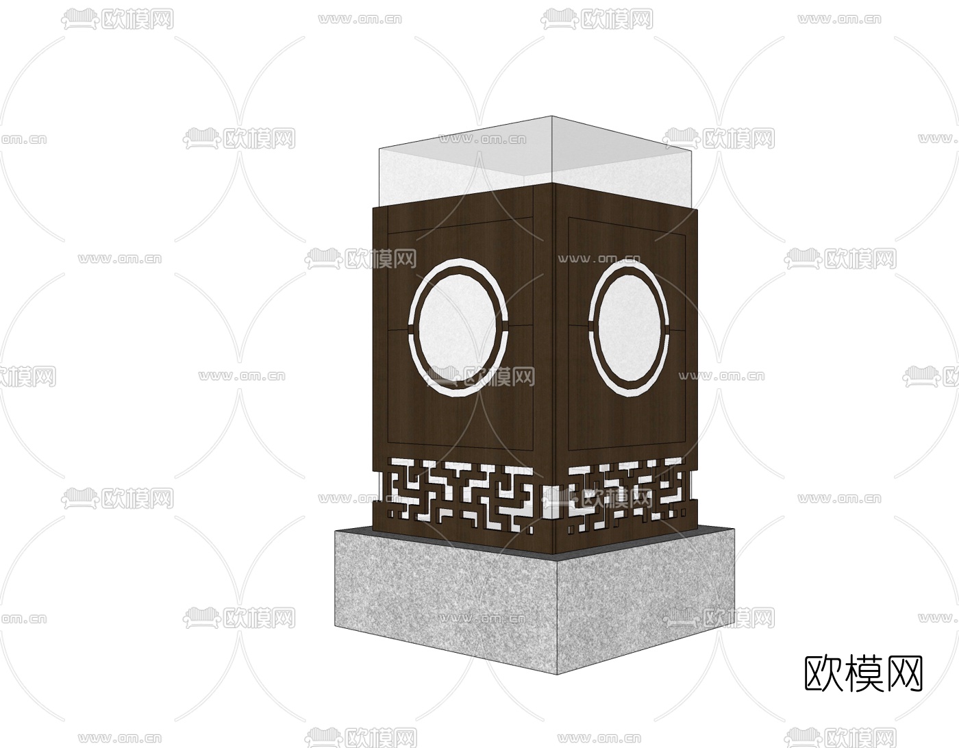 中式草坪灯免费su模型下载