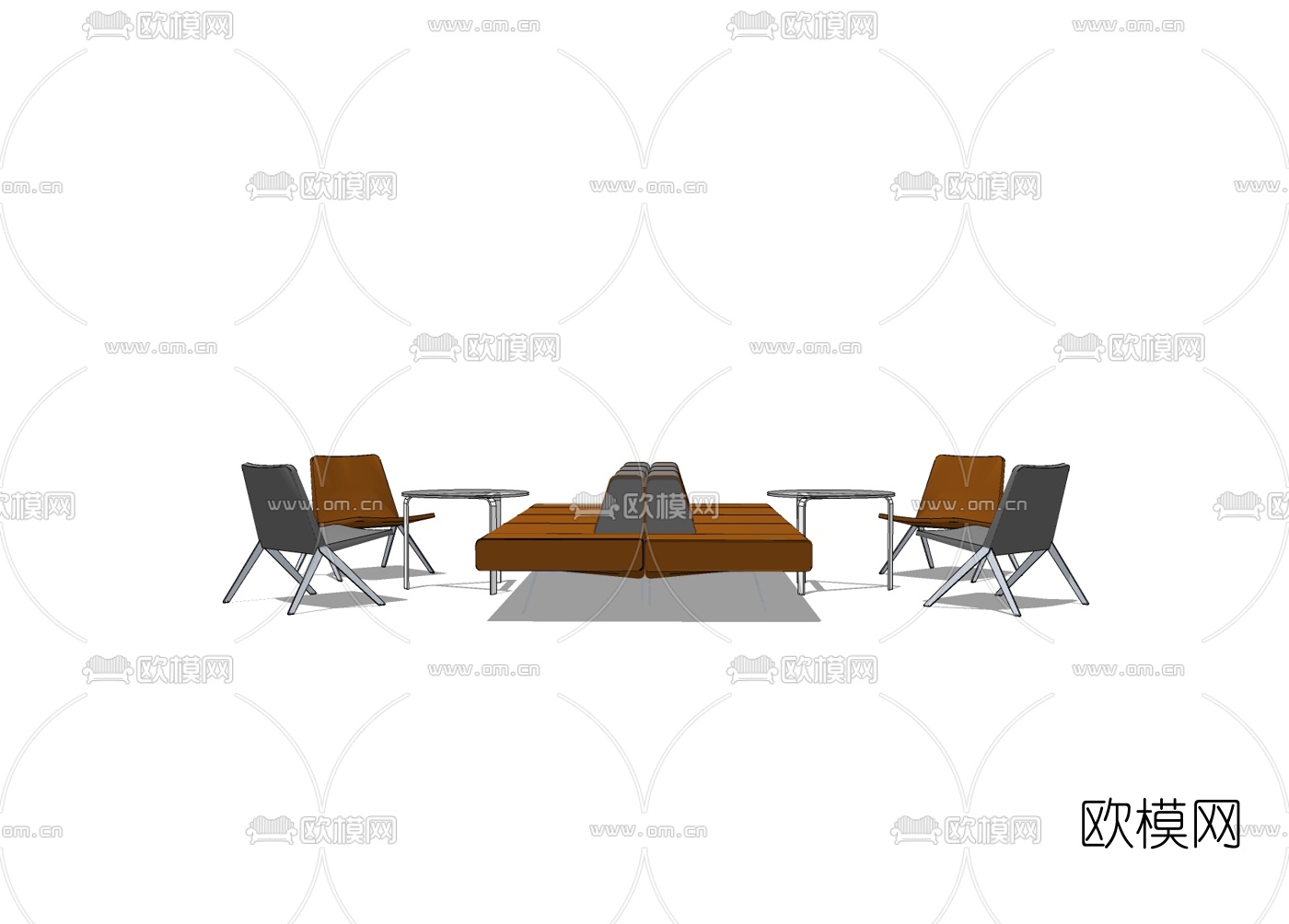 现代办公沙发免费su模型下载