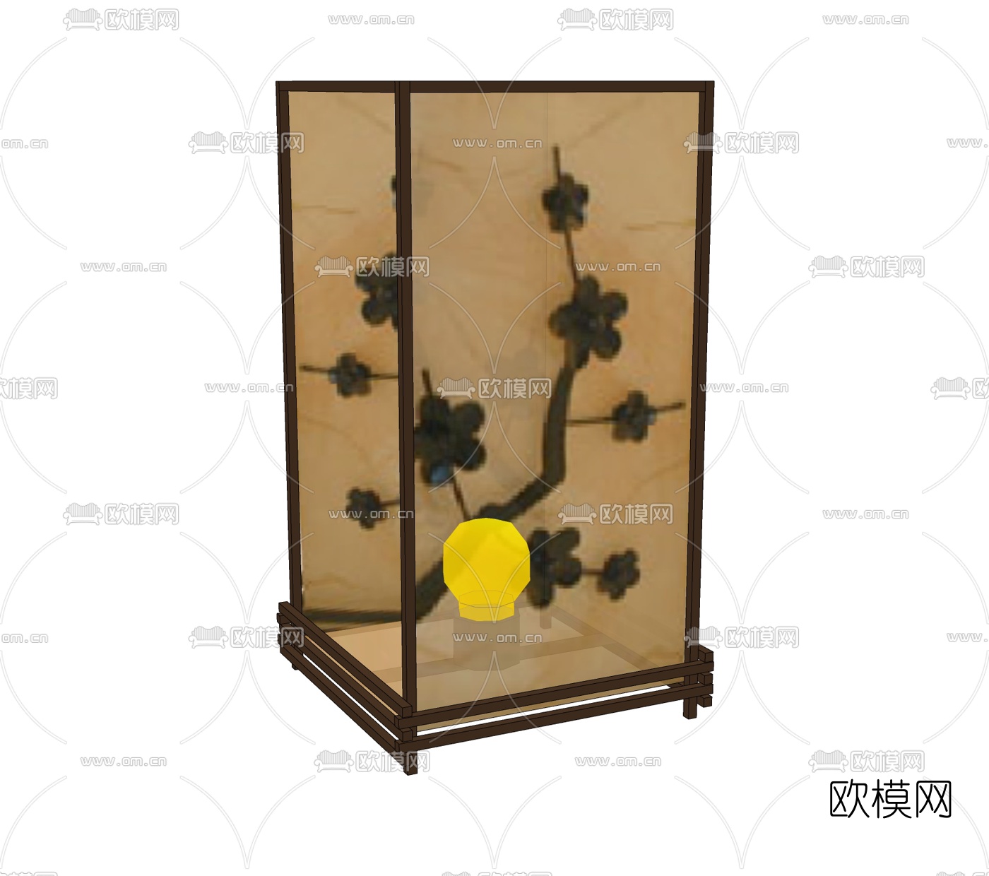 中式方形吊灯免费su模型下载