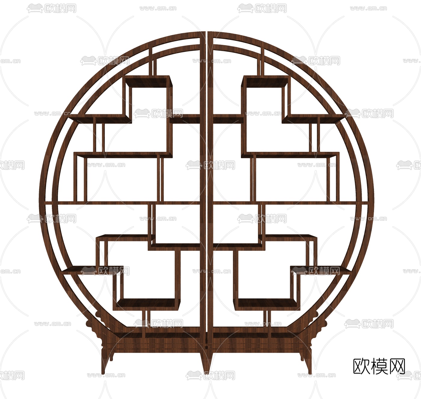 中式实木博古架免费su模型