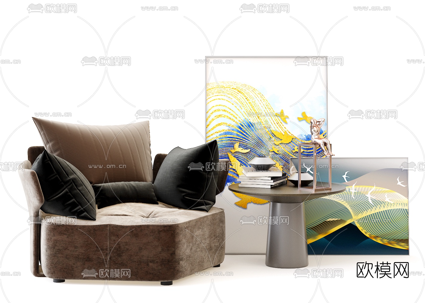 现代简约休闲沙发3d模型