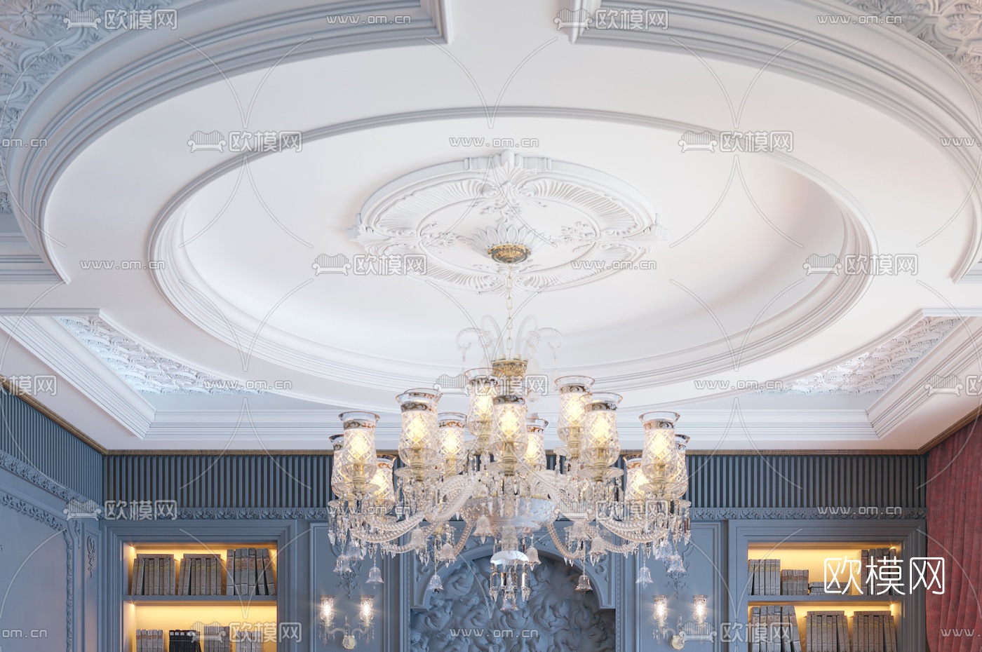 新古典别墅样板房客厅3d模型下载（渲染图4）