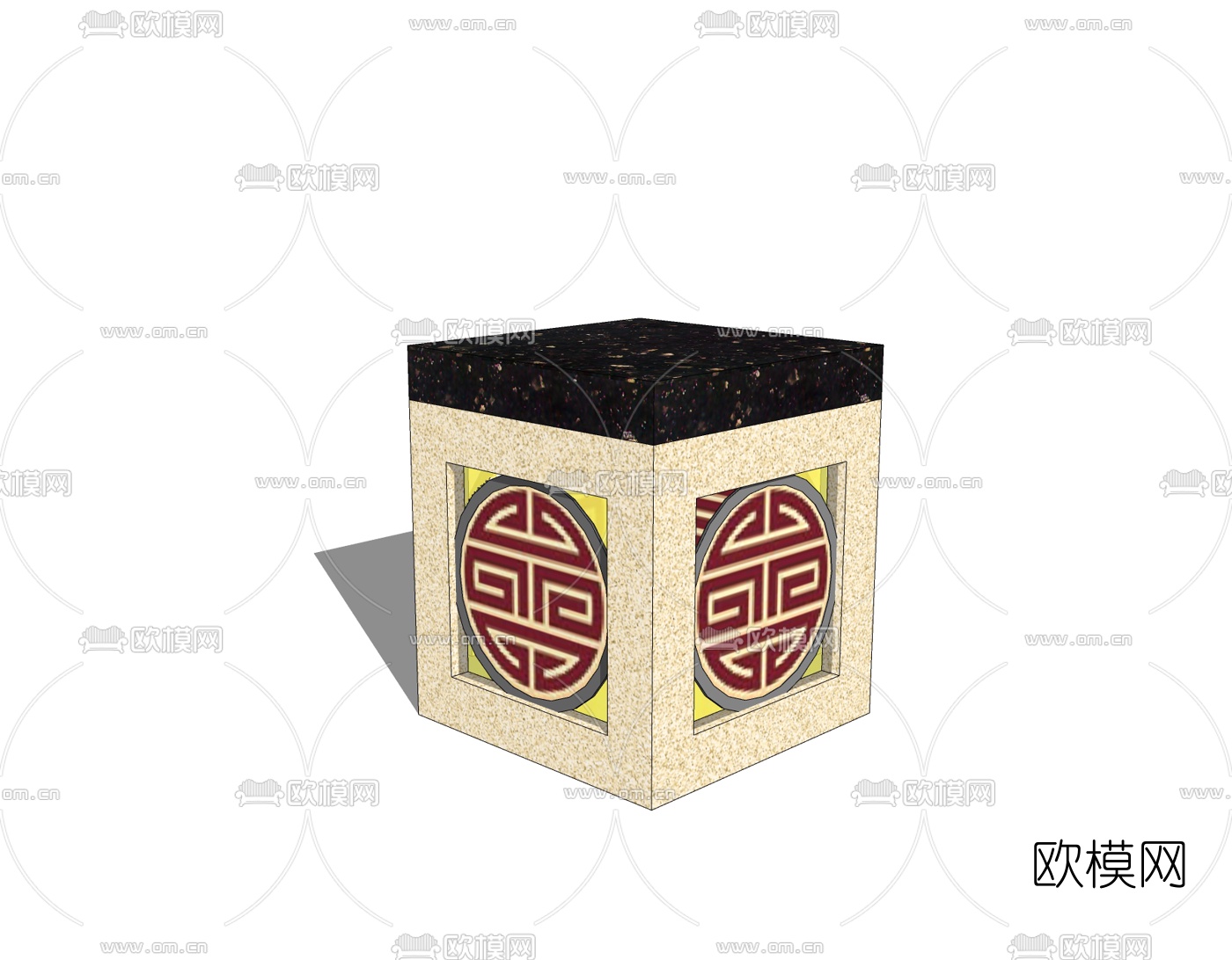 中式草坪灯免费su模型下载