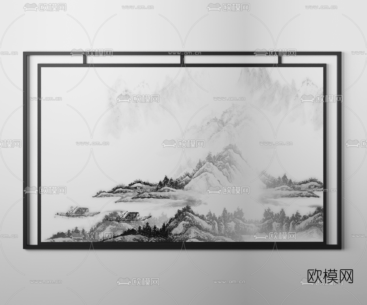 新中式简约屏风花格组合3d模型下载（渲染图5）
