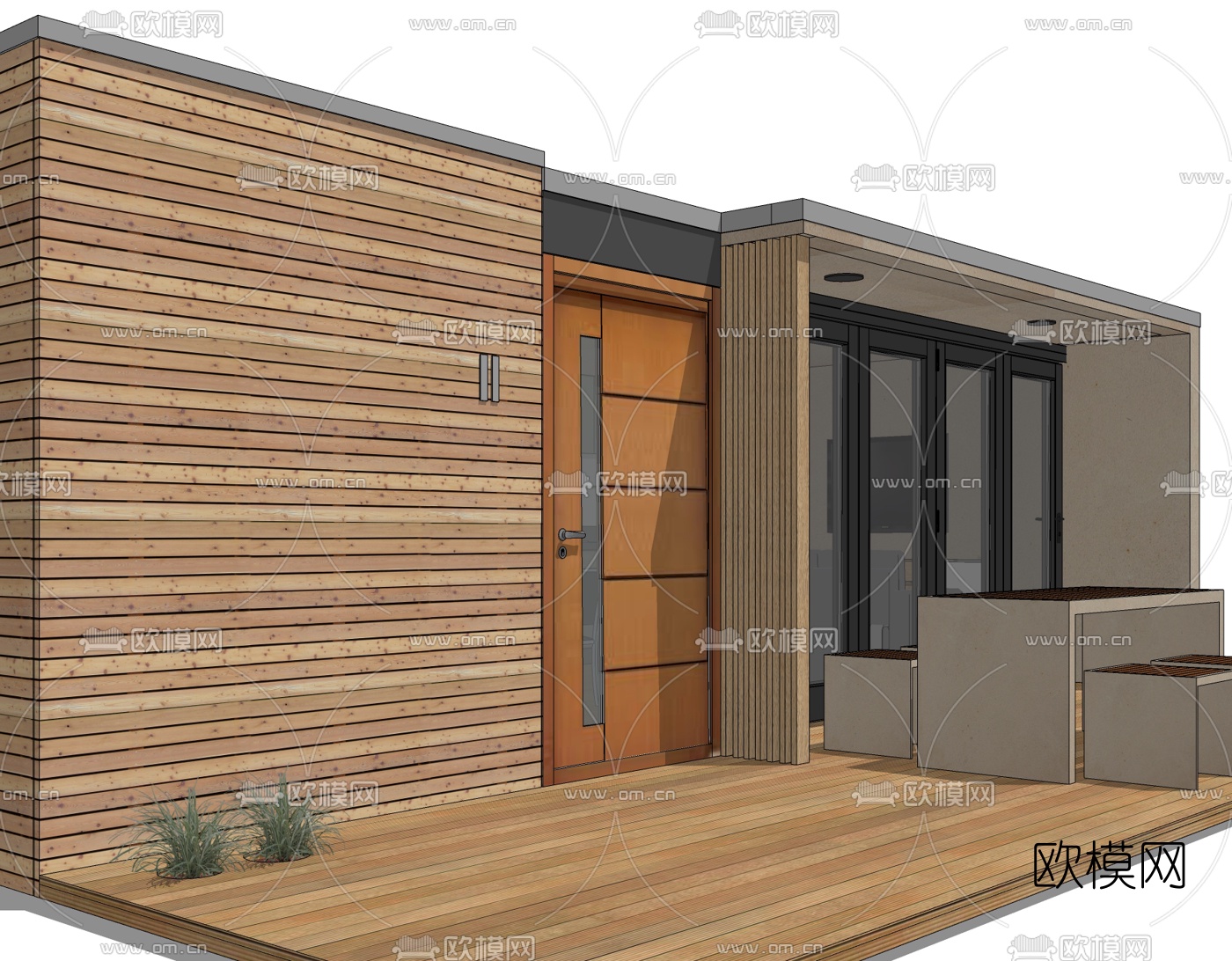 现代别墅门头免费su模型下载