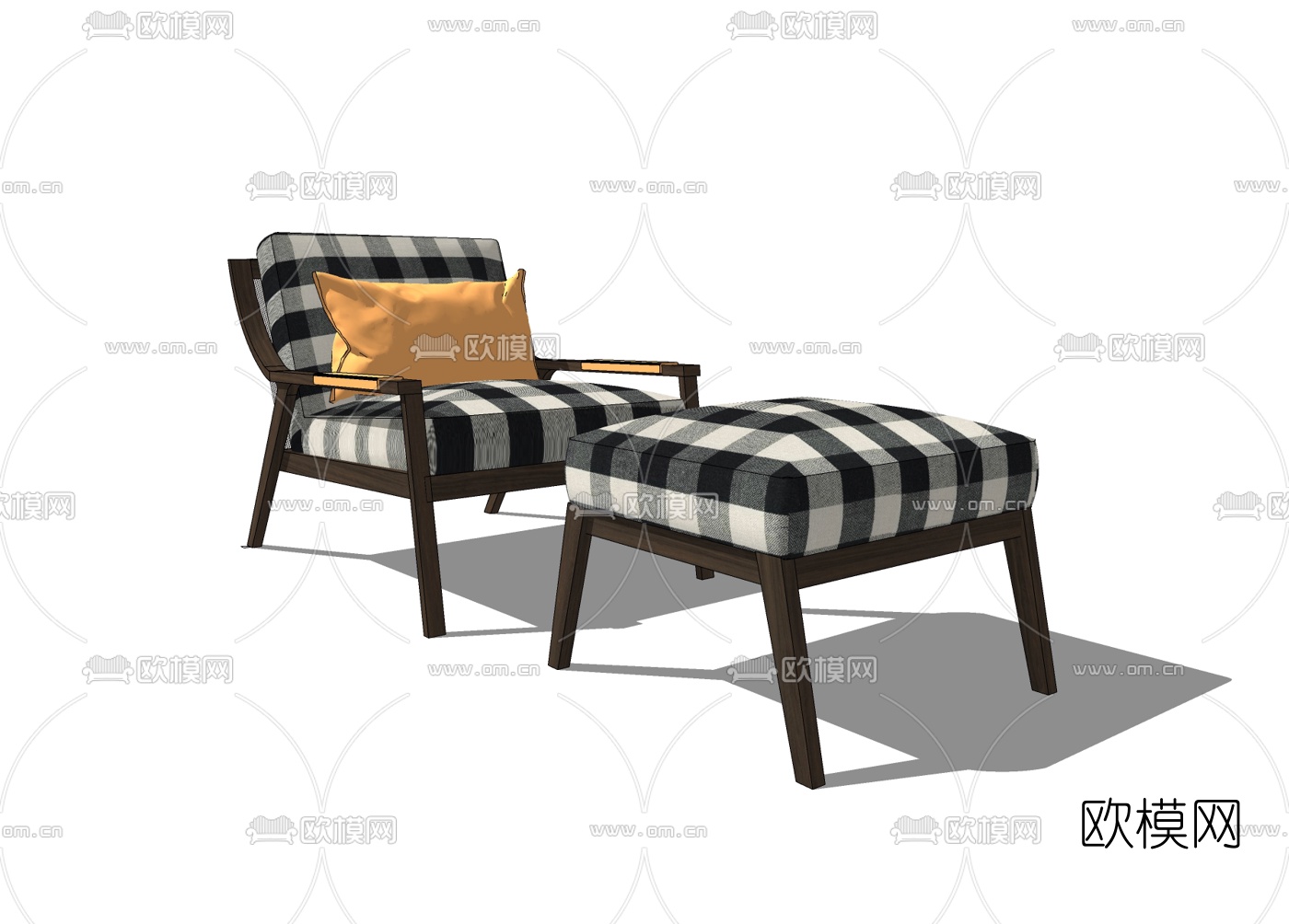 现代布艺休闲椅免费su模型下载